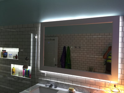 Bathroom mirror, lights